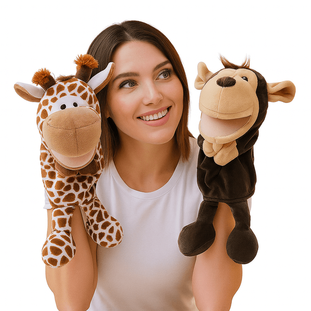 35cm Cartoon Animal Hand Puppet – Lion, Elephant, Pig Plush Toy - Onlytenbucks.com