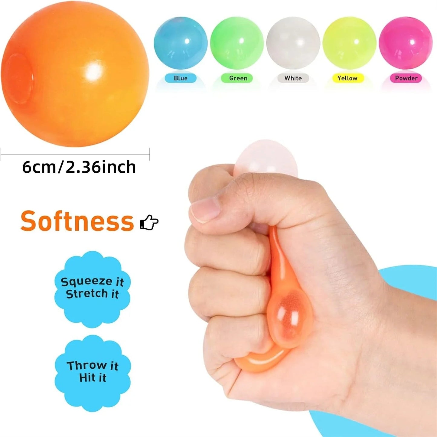 5 Piece Glow - in - the - Dark Sticky Ceiling Balls – Luminous Stress Relief Fidget Toy - Onlytenbucks.com