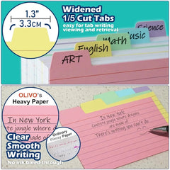 50 Pcs Index Label Papers with Tabs – 5 Colors - Onlytenbucks.com