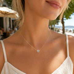 Minimalist Solitaire Zircon Choker Necklace, Crystal Pendant, 18K Gold Plated Stainle alternate view
