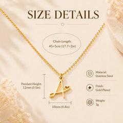Dainty Heart Initial Necklace for Women, Gold Plated A-Z Letter Pendant, Waterproof St close-up view