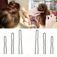 50pcs Solid Color U-shaped Hair Pins, Bridal Hairstyle Accessories Bun Holder For Wedding Veil, Secure Grip Hair Clips For Updos