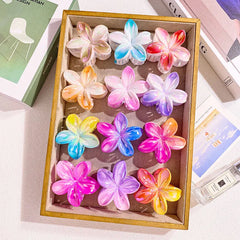 1/6/12pcs Sweet Gradient Colorful Flower Acrylic Hair Claw Clip Women Hairpin Summer Beach Hawaiian