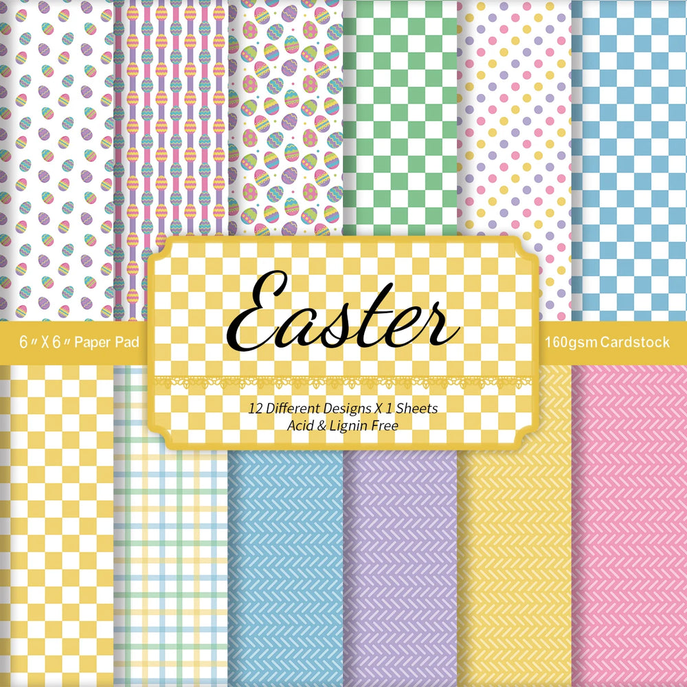 12pcs Easter Scrapbook Paper Set | Decorative Crafting Paper for DIY Arts, Journaling, and Card Maki