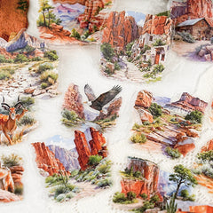 Mountain River Landscape Diorama Stickers | 60pcs Scenic Decals for Journal Scrapbooking detail view
