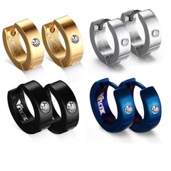 Rock Punk Huggie Earrings | Stainless Steel Unique Small Hoop Earrings for Men and Women detail view