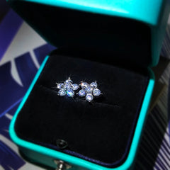 925 Sterling Silver Stud Earrings Fashion Full Diamond Plum Blossom Earrings Personali close-up view