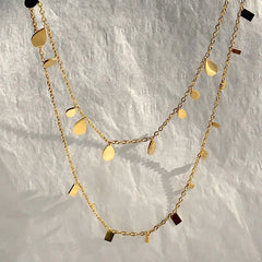 Teardrop Charm Necklace, Stainless Steel Dangling Necklace , Minimalist Simple Chain Nec detail view