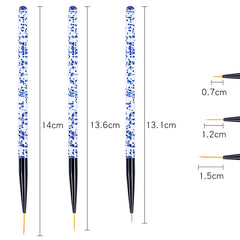 3pcs/Set Acrylic French Stripe Nail Art Line Painting Pen 3D Tips Manicure slim Line D close-up view