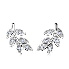 Luxury 925 Sterling Silver Leaf Small Earrings For Women High Quality Fine Jewelry No alternate view