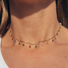 Fashion Simple Candy Color Tassel Necklace for Women Aesthetic All-match Pendant Jewelry Choker Neck