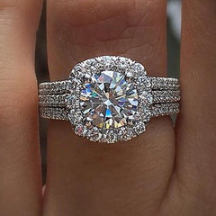 Huitan Trendy Women Rings with Brilliant Cubic Zirconia Luxury Engagement Rings Fashi alternate view