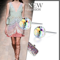 Fashion Crystal Stud Earrings Women Aurora Crystals Charm Earring Wedding Jewelry Gift
