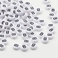 50/100/200pcs/lot 7x4mm White Round A-Z Alphabet Letter Acrylic Loose Spacer Beads for Jewelry Making Diy Bracelet Accessories