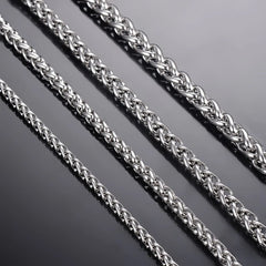 Stainless Steel Keel Link Chain Necklace | Braided Wheat Chain for Men Women