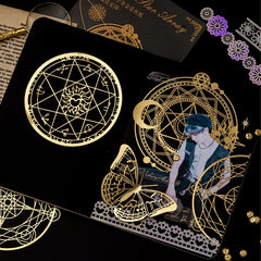 Yoofun 10pcs Vintage Gliding Stickers | Gold Flower Butterfly Lace Scrapbook Paper close-up view