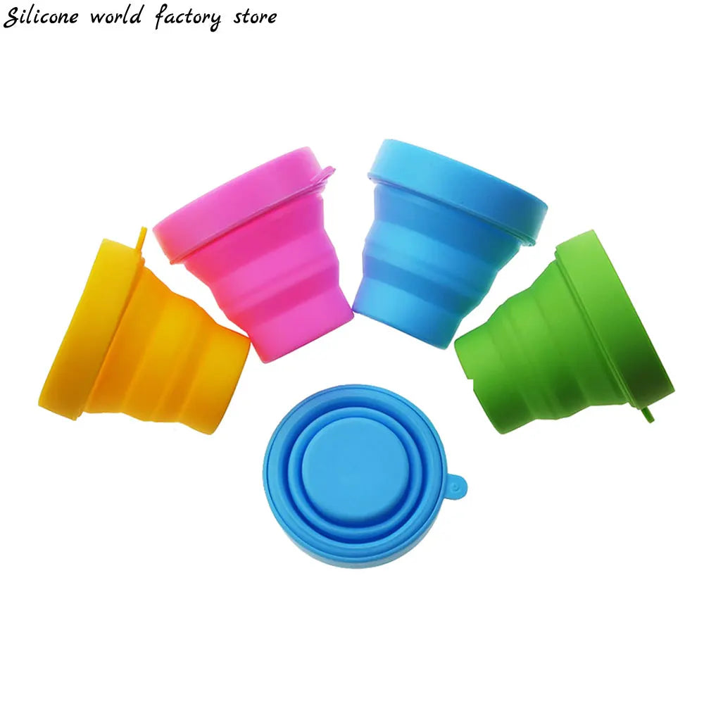 Silicone world Folding Cups 150ml Food Grade Water Cup Travel Silicone Retractable Coloured Portable