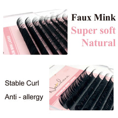 NATUHANA Mink Lashes Mix 8-15 mm 16 Lines Handmade Eyelash Extension | Natural Soft Faux detail view
