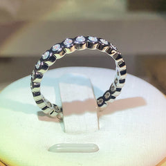 925 Sterling silver Single Row Pave AAAAA cz Eternity Promise ring Engagement Wedding Ba detail view