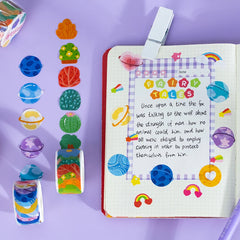 Kawaii Cartoon Washi Tape Stickers | 100pcs Roll Decorative Adhesive Masking Tape for close-up view
