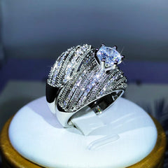 Luxury Double Set Ring High-Grade Zircon Plated Real Gold Men's And Women's Rings Par alternate view