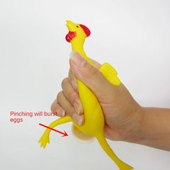 1PC Funny Fidgets Keychains Novelty Antistress Squeeze Laying Egg Chicken Toys Keyring close-up view