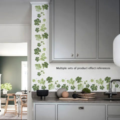 Green Leaf Vine Wall Sticker | Modern Home Decor Mural for Bedroom Living Room detail view
