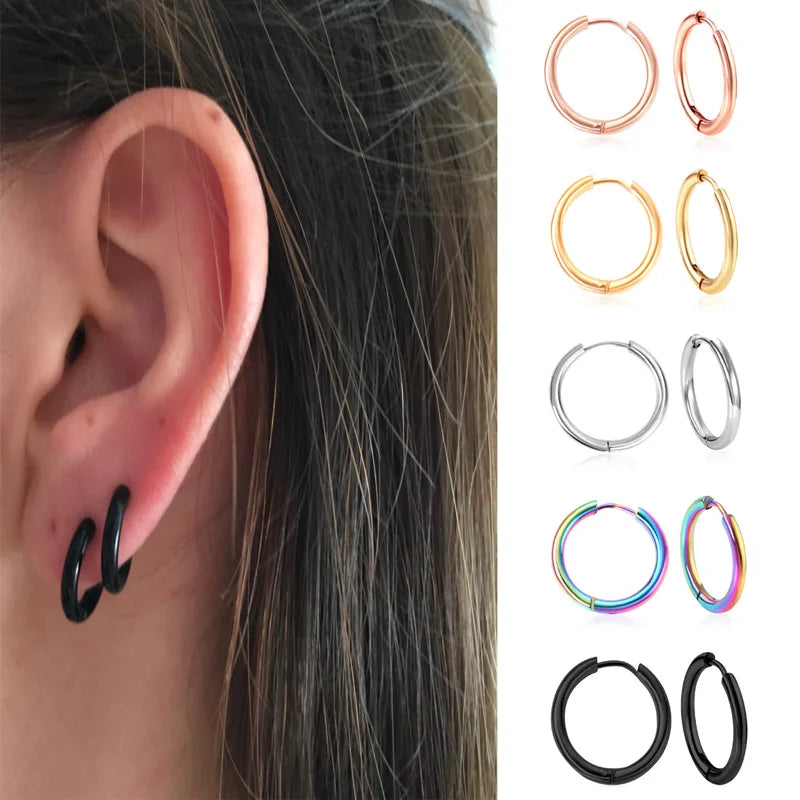 Small Hypoallergenic Hoop Earrings for Sensitive Ears | Stainless Steel Huggie Earrings