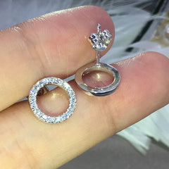 Huitan Fashion Versatile Dazzling Circle Stud Earrings with Crystal Cubic Zirconia Mi alternate view