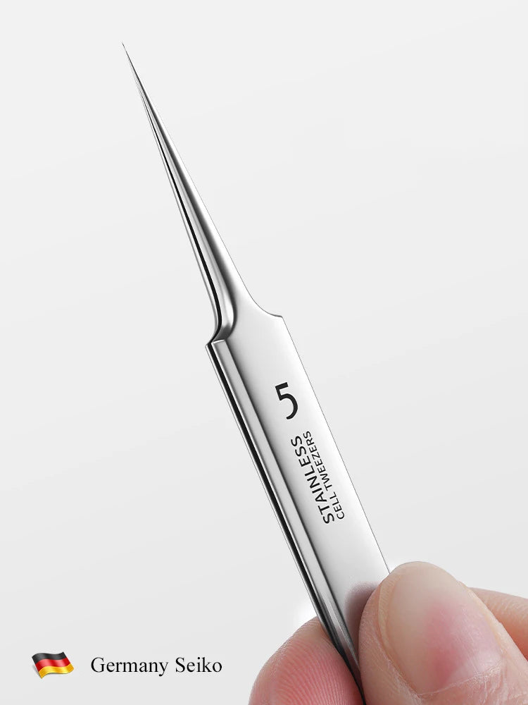 German Ultra-fine No. 5 Cell Pimples Blackhead Clip Tweezers | Acne Needle Tool for Precise Skin Car