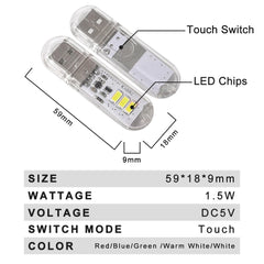 Portable USB LED Book Light | Touch Switch Reading Lamp alternate view