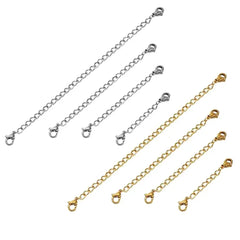 10pcs Stainless Steel Extender Chains for Necklace Bracelet | Adjustable Lobster Clasp Extension Lin