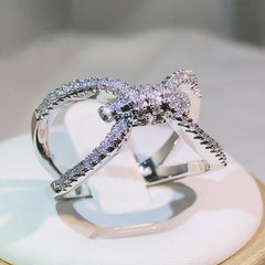 925 Sterling Silver Fashion Interwoven Figure 8 Ring For Ladies Personality Geometric alternate view