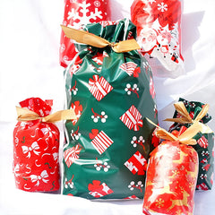 Merry Christmas Candy Bag Santa Gift Bag Snowflake Drawstring Bag Christmas for 2022 alternate view