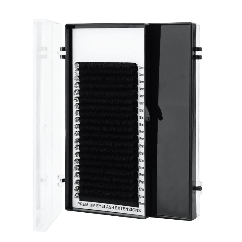 20 Row Faux Mink Eyelash Extensions | Dark Black Matte Individual Lashes
