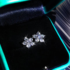 925 Sterling Silver Stud Earrings Fashion Full Diamond Plum Blossom Earrings Personality detail view