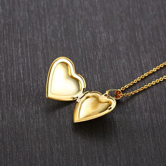 Heart Photo Locket Necklace for Women | Openable Stainless Steel Promise Jewelry close-up view