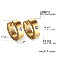 Stainless Steel Hoop Earrings for Women | Cubic Zirconia Huggie Ear Cuff alternate view