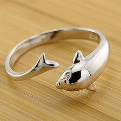 Dolphin Animal Platinum Plated Ladies Finger Rings