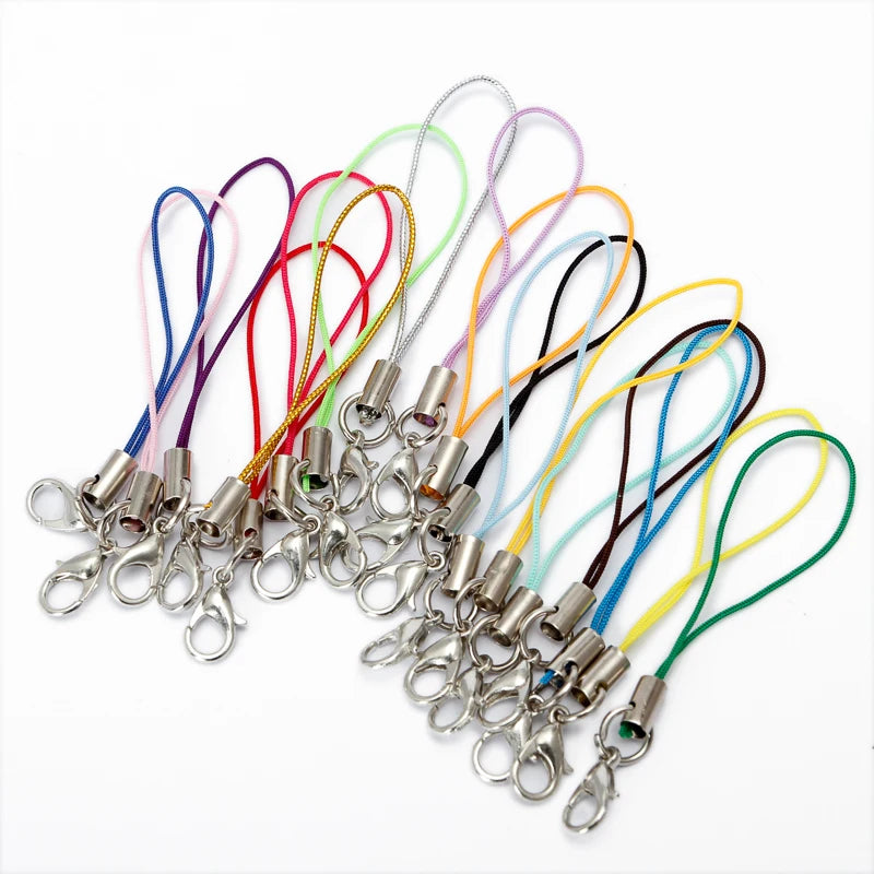 50pcs Cell Phone Lanyard Strap String Mobile Hook With Lobster Clasp Ring Keychain For DIY Jewelry F