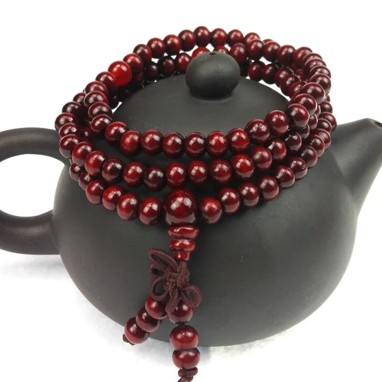 6mm Natural Sandalwood Buddhist Buddha Meditation 108 beads Wood Prayer Bead Mala Bracelet Women Men