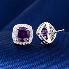 Brand Jewelry Natural Amethyst Earrings Genuine 925 Sterling Silver Earrings Brand Women detail view