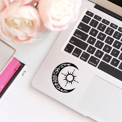 Sun Compass Crescent Moon Vinyl Sticker Decal | Car and Laptop Decor detail view
