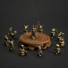 PINNY Metal Chinese Zodiac Incense Holder | Mini 12 Animals Stick Incense Base detail view