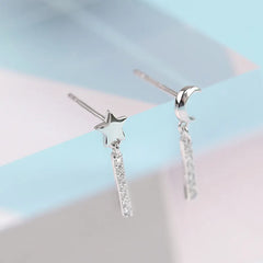 High Quality 925 Sterling Silver Earrings Woman Star Moon Earrings Fashion Elegant Ea alternate view