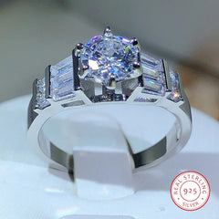 925 Sterling Silver Fashion White Zircon Stone Silver Color Wedding Engagement Rings For Women Fashi