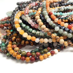 4mm Natural Stone Beaded Necklace and Bracelet Set | Tiger Eye Tourmaline Amazonite A alternate view