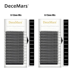 DeceMars YY Shape Black Brown Eyelashes Extensions | Two Tip Lashes C/D Curl close-up view