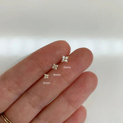 Huitan Korean Style Flower Stud Earrings Women Gold Color White Cubic Zirconia Small Fresh Fashion A