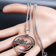 Stainless Steel Demon Seal Chain Necklace for Men Women Silver Color Satan BUNE Neckla close-up view